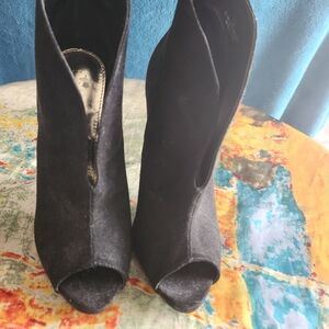 Liliana Black Peep-Toe Ankle Boots